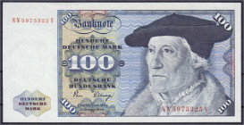 Banknoten - Die deutschen Banknoten ab 1871 nach Rosenberg - Westliche Besatzungszonen und BRD, ab 1948
100 Deutsche Mark 2.1.1980. Serie NN/V I- Ros...