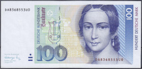 Banknoten - Die deutschen Banknoten ab 1871 nach Rosenberg - Westliche Besatzungszonen und BRD, ab 1948
100 Deutsche Mark 1.8.1991. Serie DA/U. II Ro...