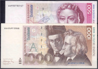 Banknoten - Die deutschen Banknoten ab 1871 nach Rosenberg - Westliche Besatzungszonen und BRD, ab 1948
500 u. 1000 deutsche Mark 1.8.1991. Serien: A...