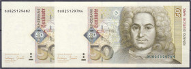 Banknoten - Die deutschen Banknoten ab 1871 nach Rosenberg - Westliche Besatzungszonen und BRD, ab 1948
2 X 50 Deutsche Mark 2.1.1996. Folgenummer Se...
