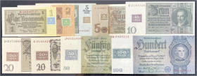 Banknoten - Die deutschen Banknoten ab 1871 nach Rosenberg - Sowjetische Besatzungszone und DDR, 1948-1989
Kuponausgaben 1948. Insgesamt 9 Scheine zu...