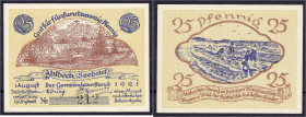 Banknoten - Deutsches Notgeld und KGL - Ahlbeck (Pommern)
Gemeinde, 25 Pfg. 1.8.1921. Seebad. I-, sehr selten Lindman 4.2.3.
