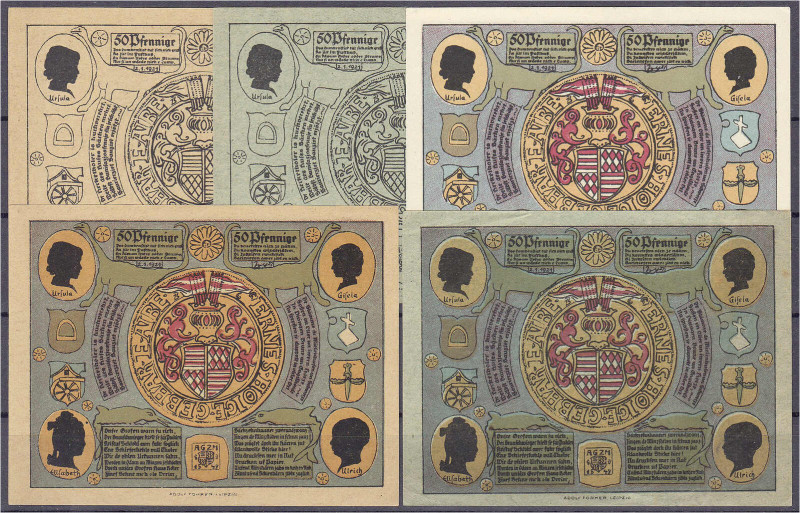 Banknoten - Deutsches Notgeld und KGL - Artern (Sachsen-Anhalt)
Bergwart, 5 ver...