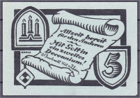 Banknoten - Deutsches Notgeld und KGL - Berlin (Brandenburg)
8. Pfadfinderabteilung 5 (Pfg.) ohne Wertbezeichnung und o.D. (1922). Blaues Papier. I- ...