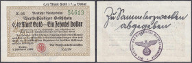Banknoten - Deutsches Notgeld und KGL - Berlin (Brandenburg)
Deutsche Reichsbahn, Reichsverkehrsminister 0,42 GM. = 1/10 Dollar 7.11.1923. Wz. W-Kreu...