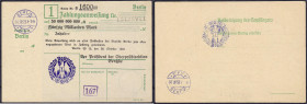 Banknoten - Deutsches Notgeld und KGL - Berlin (Brandenburg)
Oberpostdirektion, 50 Mrd. Mark 26.10.1923. Ohne Wz. I-II, von größter Seltenheit