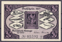 Banknoten - Deutsches Notgeld und KGL - Blankenburg Bad (Thüringen)
Walter Kleinecke, Briefmarken- und Notgeldhandlung, 50 Pfg. 1921. Mit KN., ohne S...