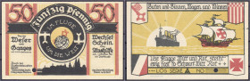 Banknoten - Deutsches Notgeld und KGL - Bremen (Bremen)
Bund der Auslanddeutschen, 50 Pfg. 1.10.1921, ohne KN., im Raster gelocht. I- Lindman 156.1.1...
