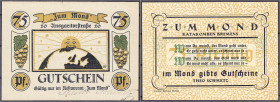 Banknoten - Deutsches Notgeld und KGL - Bremen (Bremen)
Theo Schmetz, Restaurant „Zum Mond“, 75 Pfg. o.J., normaler Unterdruck, mit Unterschriftsstem...