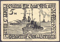 Banknoten - Deutsches Notgeld und KGL - Bremen (Bremen)
Skagerrak-Gesellschaft, 5 Mark für das Fest am 24.2.1992. Ränder mit kl. Fehlstellen u. winz....