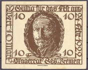 Banknoten - Deutsches Notgeld und KGL - Bremen (Bremen)
Skagerrak-Gesellschaft, 10 Mark für das Fest am 24.2.1992. Einriss, sonst II, stockfleckig Li...