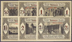 Banknoten - Deutsches Notgeld und KGL - Dülmen (Westfalen)
Stadt: 6 Scheine zu 50 und 75 Pfg., 1, 1,50, 2 und 2,50 Mark 1.12.1921, KN. wie bei Lindma...