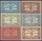 Banknoten - Deutsches Notgeld und KGL - Freienwalde (Pommern)
Stadt, Probedrucke auf farbigem Papier 2, 4, 5, 10, 25 und 50 Pfg. November 1920. I- Li...
