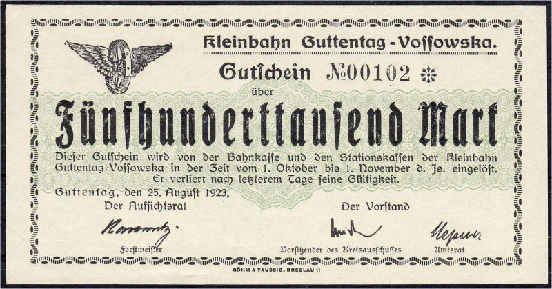 Banknoten - Deutsches Notgeld und KGL - Guttentag (Schlesien)
Kleinbahn Guttent...