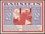 Banknoten - Deutsches Notgeld und KGL - Halle-Merseburg (Sachsen)
Hausgenossenschaft der Deutschen Volkspartei, 20 Mark o.D. Baustein. I- Lindman 495...