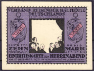 Banknoten - Deutsches Notgeld und KGL - Hannover (Hannover)
Verband reisender Kaufleute, 10 Mark 17.12.1921. Eintrittskarte zum Herrenabend, o. Wz. I...
