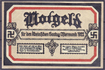 Banknoten - Deutsches Notgeld und KGL - Honnef a. Rhein (Rheinland)
Schutz -u. Trutzbund, Rheinischer Gautag (Naziorganisation), 5 Mark 1922. II+, se...