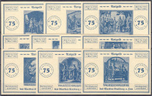 Banknoten - Deutsches Notgeld und KGL - Kraiburg am Inn (Bayern)
Markt: 10 versch. Scheine zu 75 Pfg. o.D. Gültig bis 1.5.1922, alle ohne KN. I-, sel...