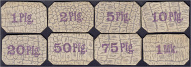 Banknoten - Deutsches Notgeld und KGL - Lietzo (Sachsen-Anhalt)
Schießverein Germania, 8 Scheine zu 1, 2, 5, 10, 20, 50, 75 Pfg. und 1 Mark o.D. Teil...