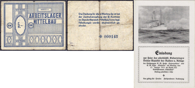 Banknoten - Deutsches Notgeld und KGL - Mittelbau-Dora (Thüringen)
Arbeitslager...