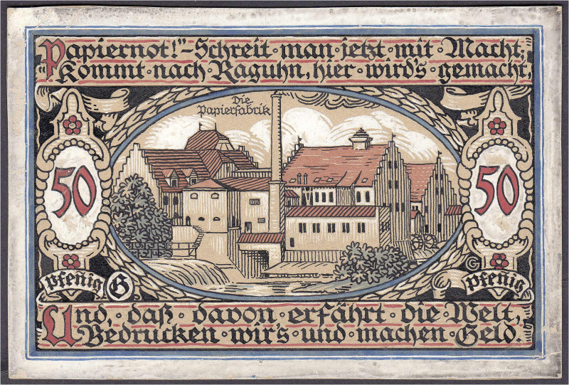 Banknoten - Deutsches Notgeld und KGL - Raguhn (Sachsen-Anhalt)
Stadt, handgema...