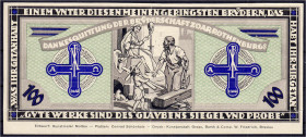 Banknoten - Deutsches Notgeld und KGL - Rothenburg o.L (Schlesien)
Brüdergemeinde Zoar: 100 Mark mit Weihnachten 1921. II-, min. eingerissen, sehr se...