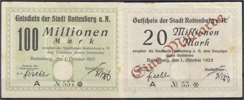 Banknoten - Deutsches Notgeld und KGL - Rottenburg a.N. (Württemberg)
Stadt, 10...