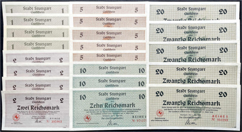 Banknoten - Deutsches Notgeld und KGL - Stuttgart (Württemberg)
Stadt, 21 Schei...