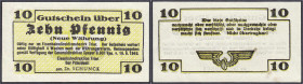 Banknoten - Deutsches Notgeld und KGL - Trier (Rheinland-Pfalz)
Eisenbahndirektion, 10 Pfg. (neue Währung) 16.6.1948. Ohne Wz. und KN. I-, von größte...
