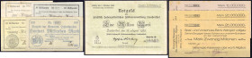 Banknoten - Lots - Deutschland
8 Scheine Württ.: Ochsenhausen Gemeinde zu 5, 10, 20 u. 100 Mrd. Mark 27.10. u. 17.11.1923. (Leichte Stockflecken) Kel...