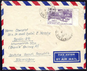 1000 D Rückkehr der Regierung 1956, adressierter Luftpostbrief nach Berlin, Return of Governement to Hanoi, entwertet mit kreisförmigem Datumsstempel ...