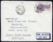 1000 D Rückkehr der Regierung nach Hanoi 1956, Luftpostbrief adressiert nach Berlin, entwertet mit kreisförmigen Datumsstempel ,,HA-NOI 23 8-57 VIET-N...