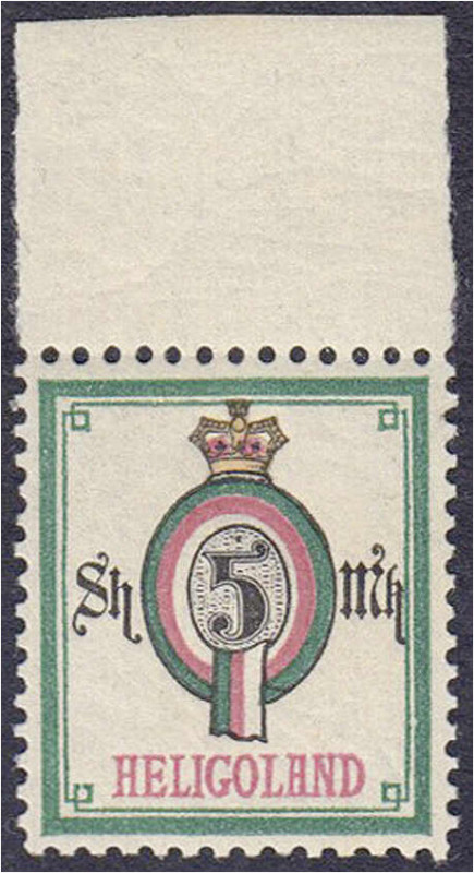 5 Sh / 5 M Freimarke 1879, postfrisches Exemplar vom Oberrand, unsigniert. Selte...