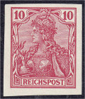 10 Pf. Freimarken (Reichspost) 1900, postfrische Erhaltung, ungezähnt. Mi. 200,-€. ** Michel 56 a U.