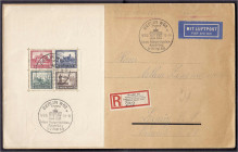 IPOSTA-Block 1930, schöner Block in Originalgröße auf R-Brief, überfrankiert. Fotobefund Schlegel BPP. Mi. 2.000,-€. Brief. Michel Block 1.