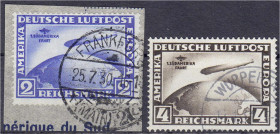 2 M. - 4 M. Südamerika 1930, sauber gestempelt, 2 M. auf Briefstück. Mi. 800,-€. gestempelt. Michel 438-439.