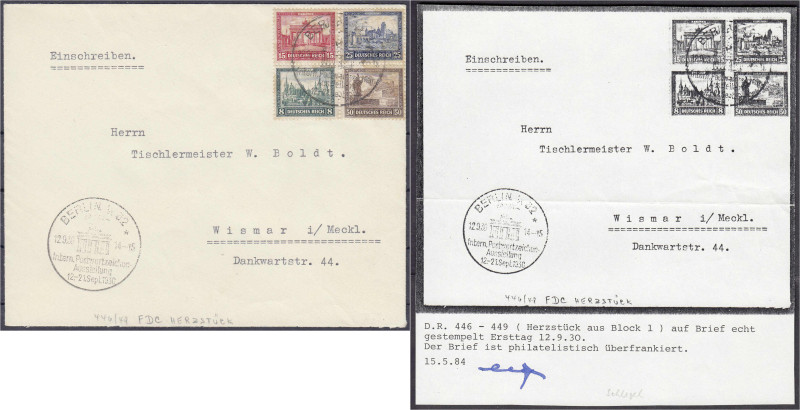 IPOSTA-Herzstück 1930, entwertet mit Ersttagsstempel ,,12.9.30", überfrankiert. ...
