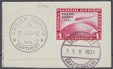 1 M. Polarfahrt 1931, sauber gestempelt auf Briefstück in Luxuserhaltung. Mi. 140,-€. gestempelt. Michel 456.