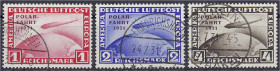 1 M. - 4 M. Polarfahrt 1931, kompletter Satz in gestempelter Erhaltung, tadellos. Mi. 1.300,-€. gestempelt. Michel 456-458.