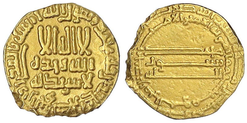 Orientalische Goldmünzen - Abbasiden - Harun, 786-809 (AH 170-193)
Dinar AH 183...