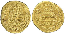 Orientalische Goldmünzen - Abbasiden - Al-Mamun, 812-833 (AH 196-218)
Dinar AH 206 = 821/822. Mit "Lil Khalifa Al Mamun" und "Muhammad bin Al-Sari" u...