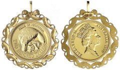 Ausländische Goldmünzen und -medaillen - Australien - Elisabeth II., 1952-2022
200 Dollars Schnabeltier 1990. 10 g. 917/1000. In schöner Goldfassung ...