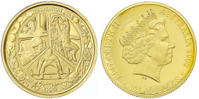 Ausländische Goldmünzen und -medaillen - Australien - Elisabeth II., 1952-2022
100 Dollars 2000, Olymp. Sydney, 3 Gewichtheber. 10 g. Feingold. Polie...