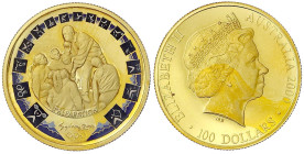 Ausländische Goldmünzen und -medaillen - Australien - Elisabeth II., 1952-2022
100 Dollars 2000, Olymp. Sydney, Kugelstoßlehrer Farbapplikationen. 10...