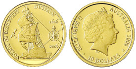 Ausländische Goldmünzen und -medaillen - Australien - Elisabeth II., 1952-2022
10 Dollars Voyage of Discovery 2006, Segelschiff Duyfken. 5 g. 999/100...