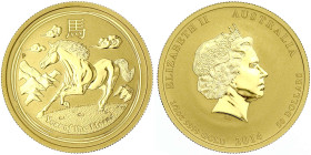 Ausländische Goldmünzen und -medaillen - Australien - Elisabeth II., 1952-2022
50 Dollars Jahr des Pferdes 2014. Lunar Serie. 1/2 Unze Feingold. In K...