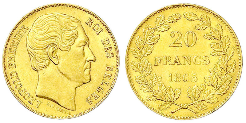 Ausländische Goldmünzen und -medaillen - Belgien - Leopold I., 1831-1865
20 Fra...