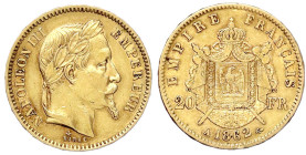 Ausländische Goldmünzen und -medaillen - Frankreich - Napoleon III., 1852-1870
20 Francs 1862 A, Paris. 6,45 g. 900/1000. sehr schön Gadoury 1062. Fr...