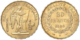 Ausländische Goldmünzen und -medaillen - Frankreich - Dritte Republik, 1871-1940
20 Francs geflügelter Genius aus 1898. 6,45 g. 900/1000. fast Stempe...