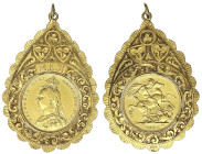Ausländische Goldmünzen und -medaillen - Grossbritannien - Victoria, 1837-1901
Sovereign 1888. In schöner tropfenförmiger, fein gravierter Fassung. 1...